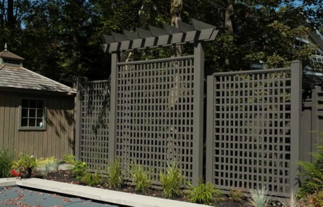 Wooden privacy feature for pools