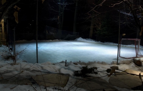 snowy backyard - lights